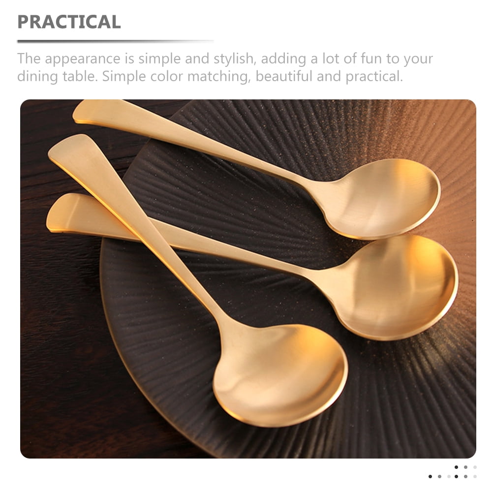 ULTNICE Metal Soup Spoons Brass Suitable for Soup and Rice Household Users Daily Use 2Pcs