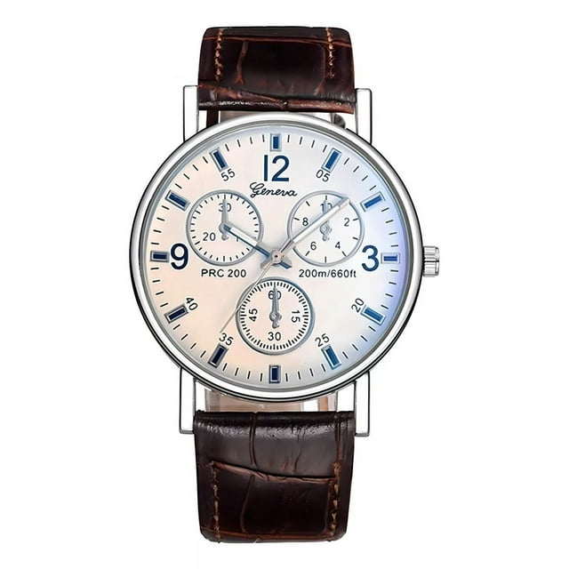 Reloj Geneva 2019 Para Caballero Casual Elegante Color de la correa Café/Blanco Color del bisel Negro Color del fondo Negro