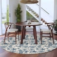 thumbnail image 4 of Ocean Seahorse Coral Round Area&nbsp;Rug 6ft Nautical Watercolor Blue Coral Starfish Pearl Linen Non-Slip&nbsp;Washable Circle Rugs Soft Felt Indoor Floor Mat for Bedroom Kitchen Living Room Bathroom, 4 of 9