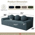 thumbnail image 5 of 71" Small Couches for Small Spaces, Memory Foam Cloud loveseat Corduroy Couch in a Box, Compressed Boneless Sofa for Living Room Bedroom, Apartment Furniture, No Assembly Required, Dark Gray, 5 of 6