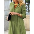 thumbnail image 2 of Women's Maxi Solid Color Shirt Dress Plus Size Classic Everyday Look in Polyester Fabric for Comfort and Easy Care, 2 of 14