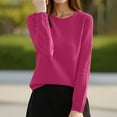 thumbnail image 4 of SGMVNU Sweaters for Women Crewneck Long Sleeve Soft Knit Pullovers Sweater Blouse Fall Dressy Casual Pullover Tops(Hot Pink, S), 4 of 4