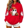 thumbnail image 2 of SSZMDLB Women Fall Holiday Hooded Graphic Casual Pullover Tops Long Sleeve Crew Neck Sweatshirt Tee Loose Fit Streetwear Y2K Aesthetic Cozy Outdoor Party, Red 2XL, 2 of 6
