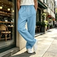 thumbnail image 6 of Fsgntruao Sweatpants for Men Wide-Leg Drawstring Elastic Waist Solid Color Casual Loose with Pocket Athletic Trousers Blue,L, 6 of 7