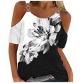 thumbnail image 2 of ICHUANYI Clearance Fashion Woman Causal Round-Neck Printing Blouse Short Sleeve T-Shirt Summer Tops(Black, XXL) ICHUANYI WER2023081108105, 2 of 5