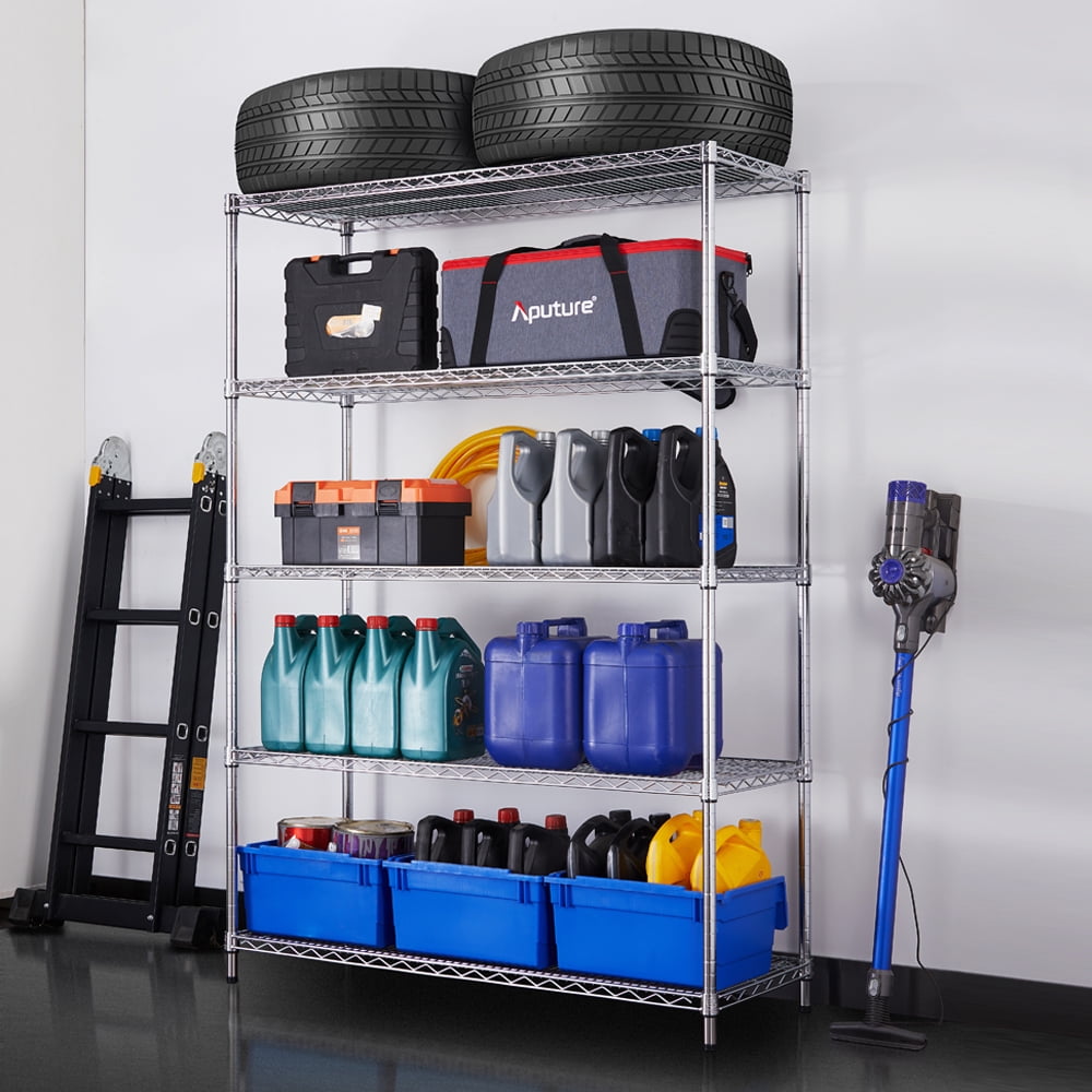 5 tier commercial chrome shelving unit 18x48x72in