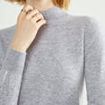 thumbnail image 4 of BLVB Women Casual Long Sleeve Shirts Mock Turtleneck Based Layer Tops Slim Basic Lightweight Knit Plain T-Shirts Gray, 4 of 4
