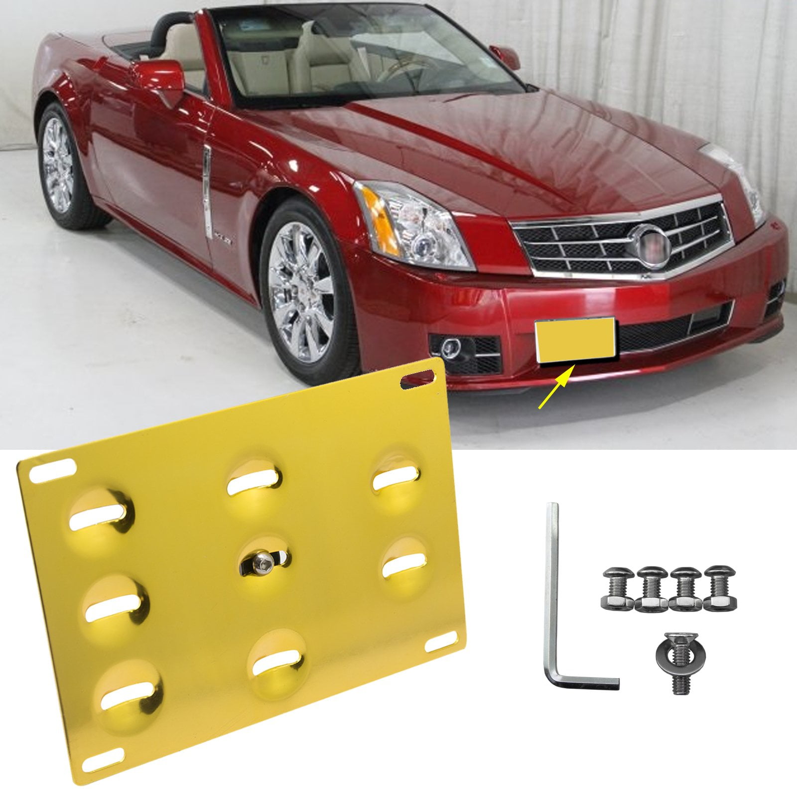 Xotic Tech Set Gold Front Bumper Tow License Plate Mount Bracket