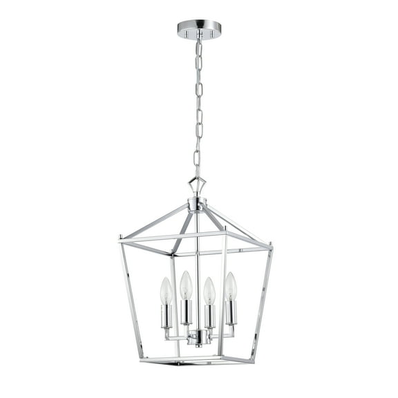 Warehouse of Tiffany Buelex 4 Light 12 inch Chrome Lamp Post Lantern Style Iron Chandelier