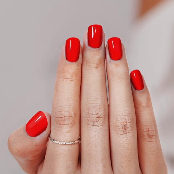 Uñas acrílicas Vneffabler Red Short Square 34 de la marca Press On Nails