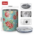 thumbnail image 4 of 12oz Coffee Tumblers Pioneer Flower Floral Print Pattern Stainless Steel Vacuum Insulated Travel Tumbler Coffee Cups Mug with Lid and Straw with Cleaning Brush for Cold & Hot Drinks, 4 of 5