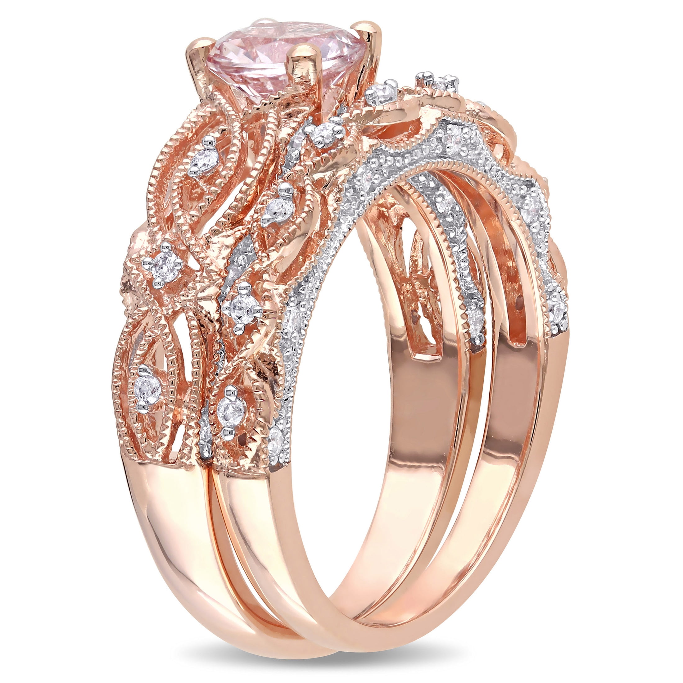 Everly Women's Morganite 10k Rose Gold Bridal Set