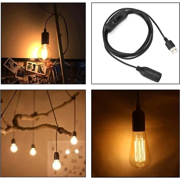 GHRTGR-5V USB to E14 Socket,2pcs E14 LED Bulbs 5V-6V Lamps for Table lamp Ceiling Christmas Star Home Decoration