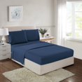 thumbnail image 5 of Skylinewears Bed Sheets Set Deep Pocket 4-Piece Set Plain 4 PC Brushed Microfiber Bedding Sheet Set Navy King, 5 of 7