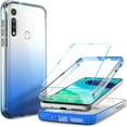thumbnail image 1 of for Motorola Moto G Fast Case with Screen Protector Heavy Duty Protective 2 in 1 Full Body Shockproof Front Bumper with Anti-Yellowing Clear Phone Case for Moto G Fast(Clear Blue), 1 of 7