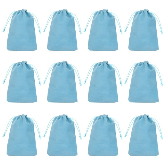 Uxcell Velvet Gift Bags 12Pcs 4 x 6" Velvet Drawstring Jewelry Bags for Wedding Party, Light Blue
