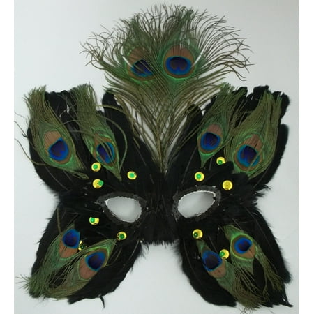 Black Butterfly Feather Mask Masquerade Mardi Gras