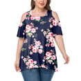 thumbnail image 5 of JuneFish Women's Plus Size Cold Shoulder Tunic Top Summer Short Sleeve Blouse, 5 of 7