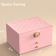 thumbnail image 3 of Jewelry Box with Organizer Drawer, 3-Layer Jewelry Organizer box for Rings Earrings Necklace Bracelets jewelry boxes, Gift for Women Girls (Pink), 3 of 7