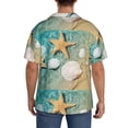 thumbnail image 5 of KLL Starfish And Seashell Print Men's Shirt Short Sleeve Button Down Summer Cuba Beach Shirts- Small, 5 of 7