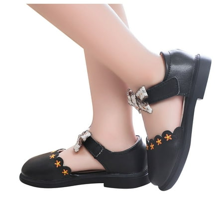 NOLDARES Toddler/Little Girls Mary Jane Ballerina Flats Shoes Slip-on School Party Dress Shoes(Black 28)