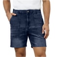 thumbnail image 2 of Guluxicc Mens Denim Shorts Button Elastic Waist Jean Shorts Regular Fit Solid Color Summer Casual Jeans with Pockets, 2 of 9