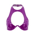 thumbnail image 3 of Oyolan Womens Shiny Patent Leather Halter Bra Backless Cut Out Design For Party Clubbing Purple M, 3 of 5