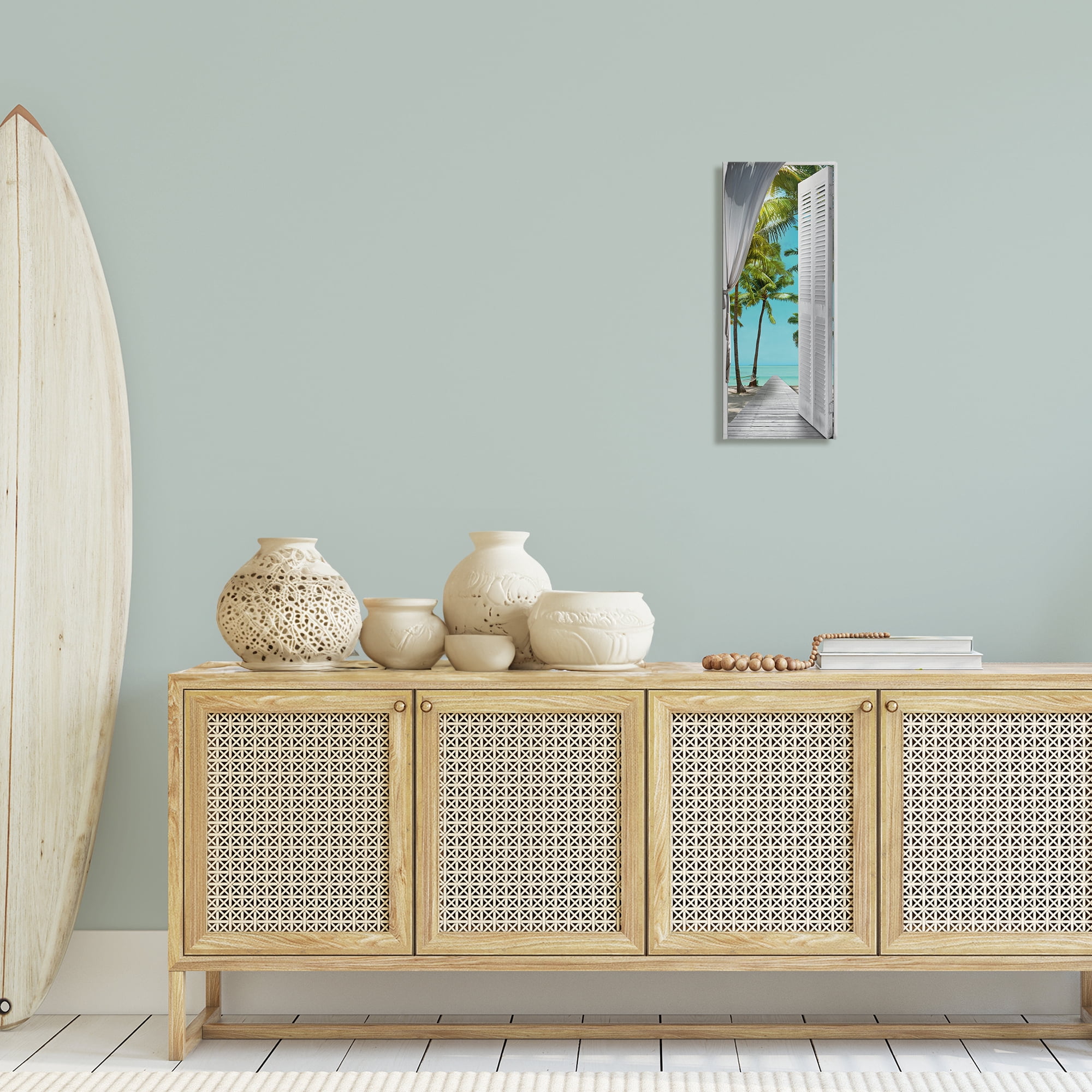 Stupell Industries Tropical Beach Villa View Nautical & Beach Painting Wrapped Canvas Art Print Wall Art, 10 x 24