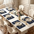 thumbnail image 3 of decorUhome Faux Leather Placemats Set of 6, Waterproof Wipeable Heat Resistant PU Table Mats for Dining, Navy Blue, 11.8" x 17", 3 of 11