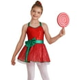thumbnail image 5 of CHICTRY Kids Girls Christmas Dance Costume Strappy Back Ballet Dance Skating Leotard Dress All Sequins Camisole Dress A Red 10, 5 of 7