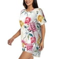 thumbnail image 2 of Lsque Colorful Flowers Women's Short-Sleeved Pajama Set - 2 Piece Soft and Lightweight Sleepwear Set-Large, 2 of 9