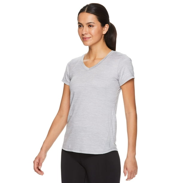 HEAD Workout Tops for Women - Short Sleeve Tennis Running and gym Shirt -  Quick Dry Womens Running T Shirt - Silver Sconce Heather , Small 