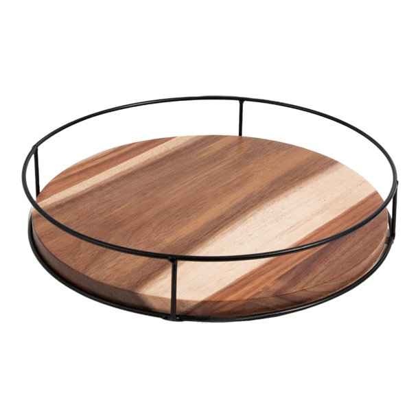 Bandeja giratoria organizador de cocina organización de escritorio antideslizante estante de especias giratorio de 360 grados para barra de encimera 30cm
