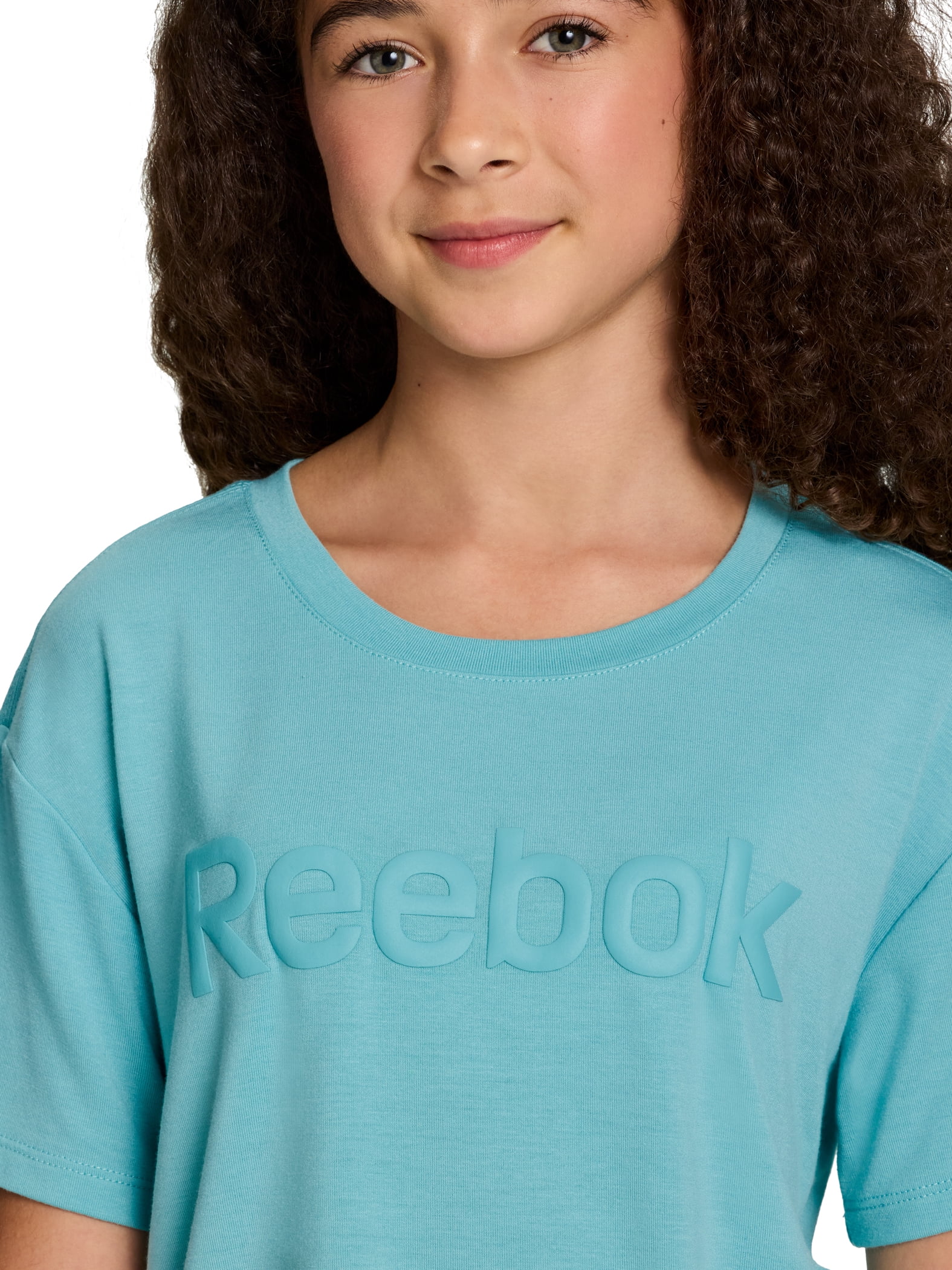 Reebok Girls Relay Slinky Jersey Cropped Short Sleeve T-Shirt, Sizes 4-18