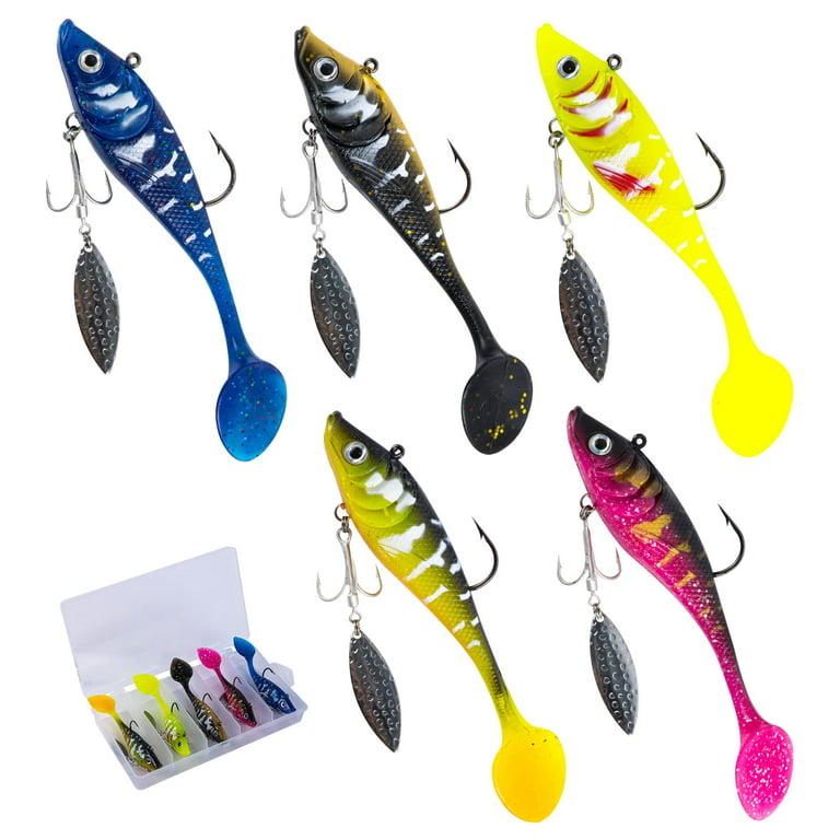 Goture 5pcs Fishing Spoons Lures Soft Plastic Swimbaits Crappie Lure  Fishing Spinner Baits, Long Distance Casting Fishing Lures for Trout Bass  Crappie