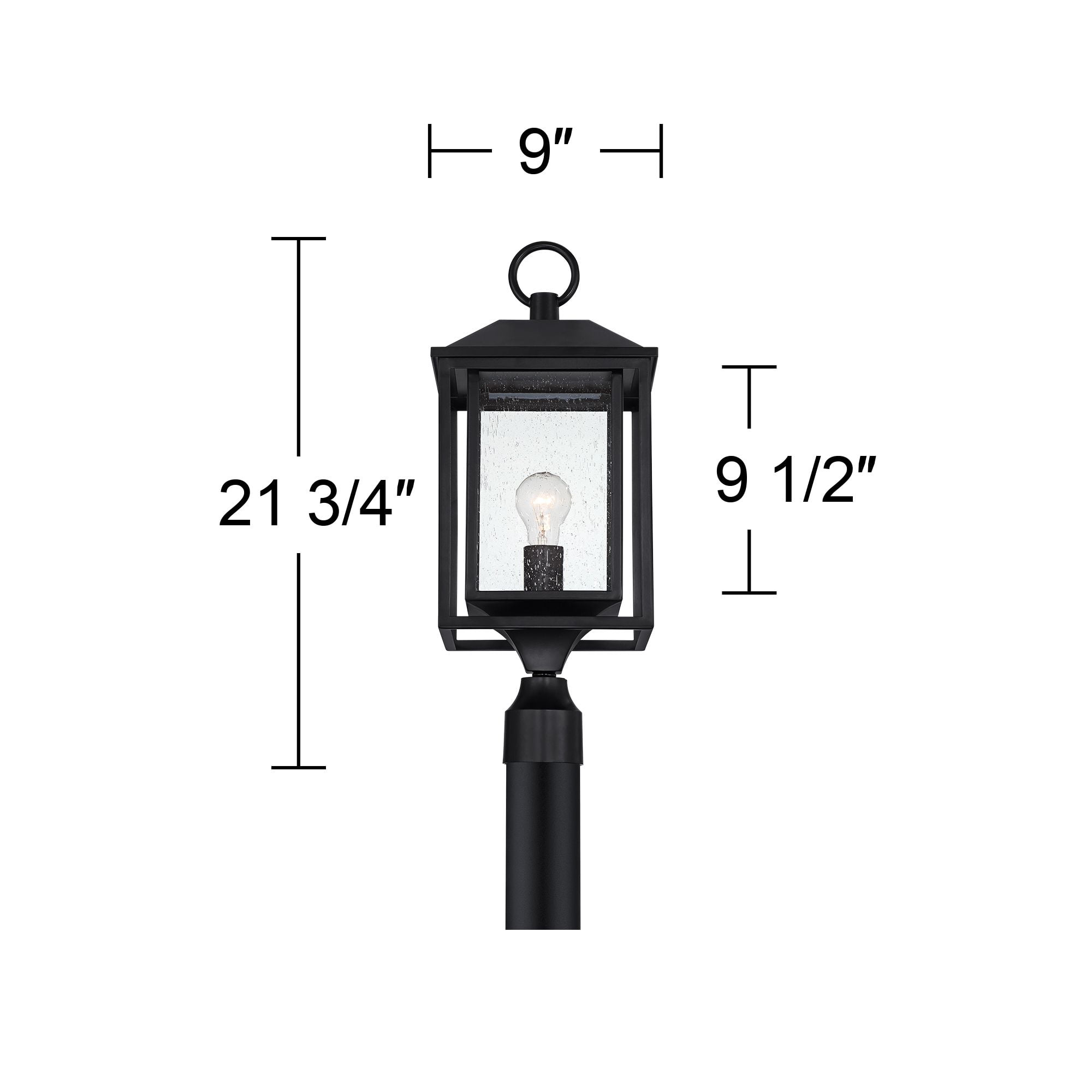 John Timberland Califa Modern Outdoor Post Light Black Metal Cage 21 3/4" Clear Seedy Glass for Exterior Barn Deck House Porch Yard Patio Home Outside