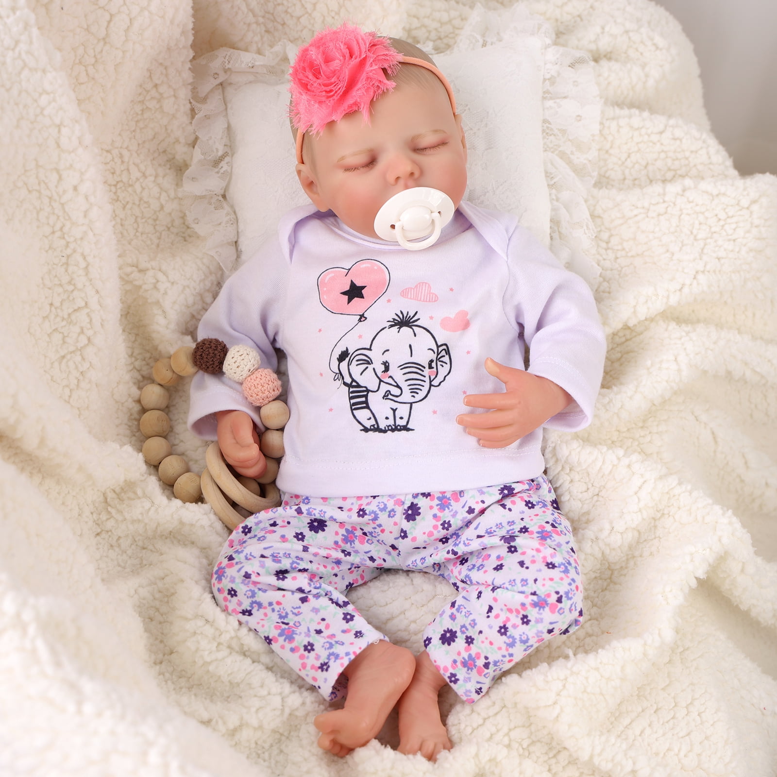 Babeside 17" Lifelike Reborn Doll, Full Silicone Soft Cloth Body, Adorable Smiling with Gift Box for Kids Age 3+