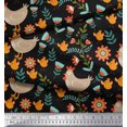 thumbnail image 2 of Soimoi Poly Georgette Fabric Leaves,Cock & Chick Cartoon Print Sewing Fabric Yard 52 Inch Wide, 2 of 3