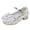 a-Silver114, variant on Girls Glitter Mary Jane Pumps With Flower Rhinestone Pearl Charm Scalloped Edge Soft Cushioned Insole Buckle Closure Sandals For Party Daily Wear Stylish Shoes