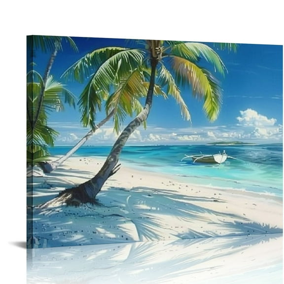 Orinice Large Ocean Wall Art, Beach Picture Wall Art, Summer Canvas Wall Art, Abstract Landscape For Poster Print, Nature Picture Wall Decor Frame For Living Room Home Office 20x16in