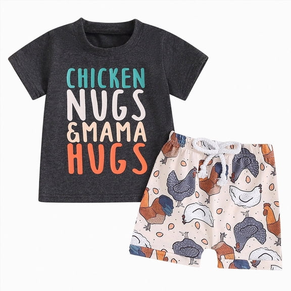 KPOPLK Baby Boy Outfit First Birthday Short Sleeve T-Shirt Top Solid Shorts Set One Year Old Clothes(2-3 Years,Black)