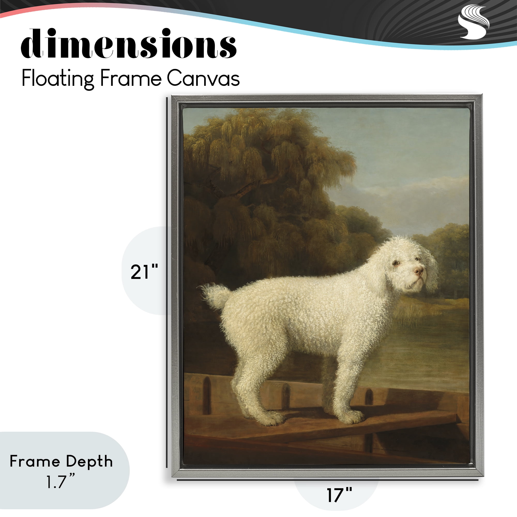 Stupell Industries White Poodle in a Punt Gray Framed Floater Canvas Wall Art, design by Tina LeCour