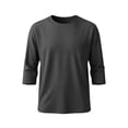 thumbnail image 4 of Fnooota Mens T-Shirts with Pockets, Classic Fall Casual Crew Neck 3/4 Sleeve Tops Mens Tees Dark Gray Size S-3XL, 4 of 5