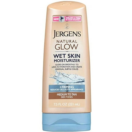 Jergens Natural Glow Wet Skin Moisturizer, Medium Skin Tan 7.5 oz (Pack of 3)