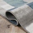 thumbnail image 4 of 8' Teal And Gray Patchwork Power Loom Stain Resistant Runner Rug, 4 of 7