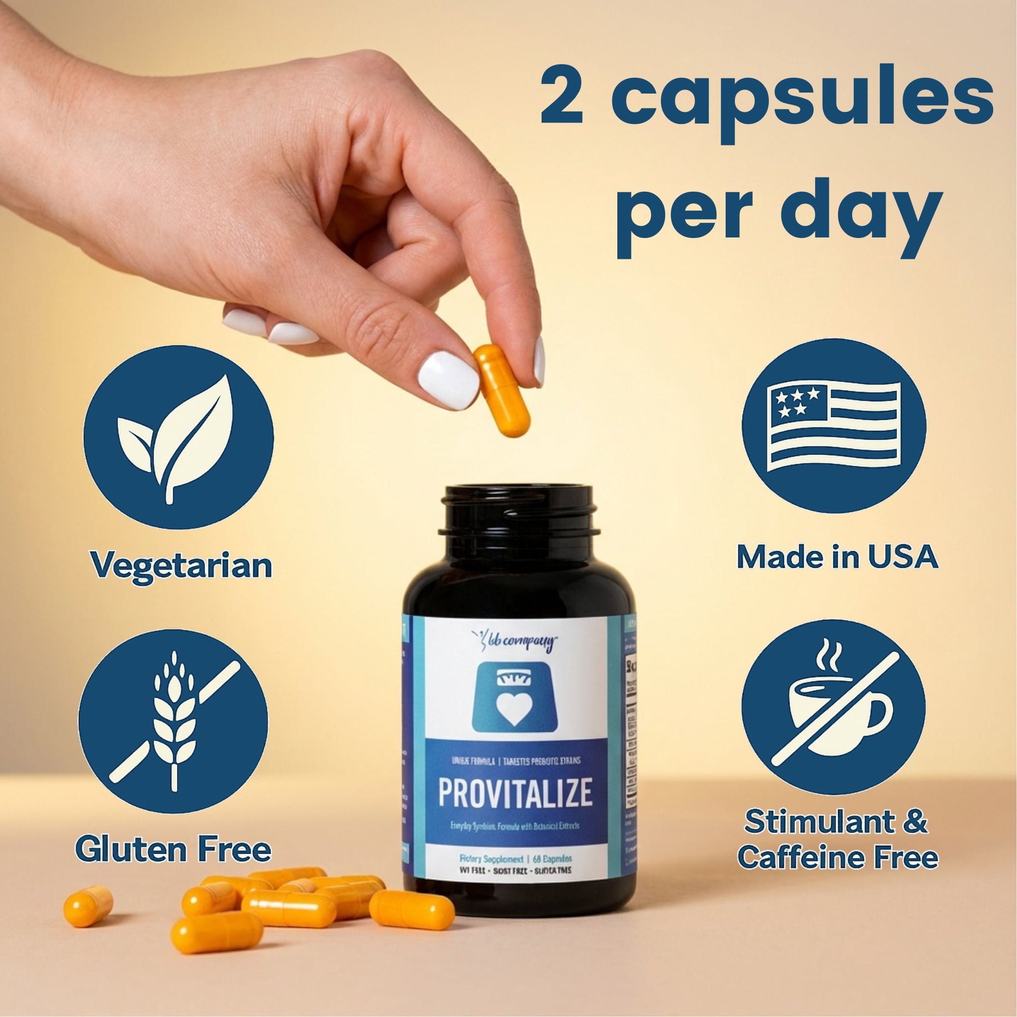 BB Company Provitalize Probiotic Supplements for Menopause Weight, Gut Health, Joint Support, 60 Ct