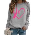 thumbnail image 2 of Homenesgenics Breast Cancer Ribbon Shirts Women's Casual Solid Color Breast Cancer Long Sleeve Round Neck Sweatshirts Gray L, 2 of 3