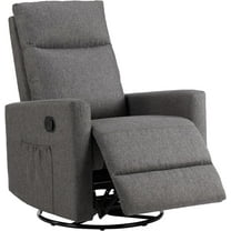 Simenmax Swivel Recliner Chair, Single Sofa with Extra Large Footrest High Back, Upholstered Armchair for Living Room, Bedroom, Grey