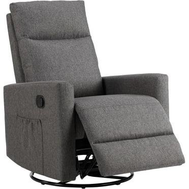 Simenmax Swivel Recliner Chair, Single Sofa with Extra Large Footrest High Back, Upholstered Armchair for Living Room, Bedroom, Grey