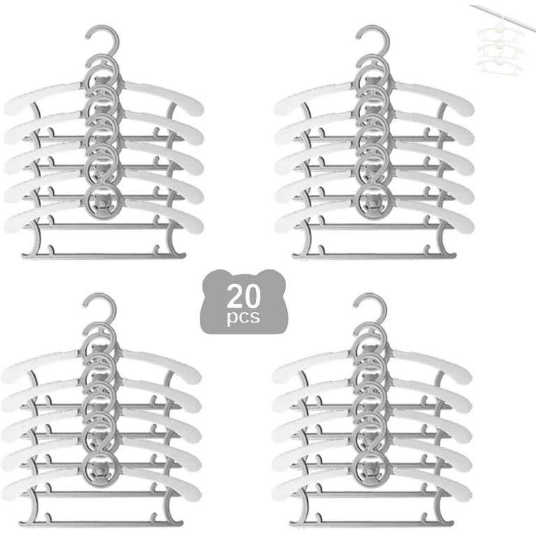 JSF Baby Hangers for Closet,20 Pack Grey Non-Slip and Extendable Plastic Children's Newborn Baby Hangers 11-14 Adjustable Chil